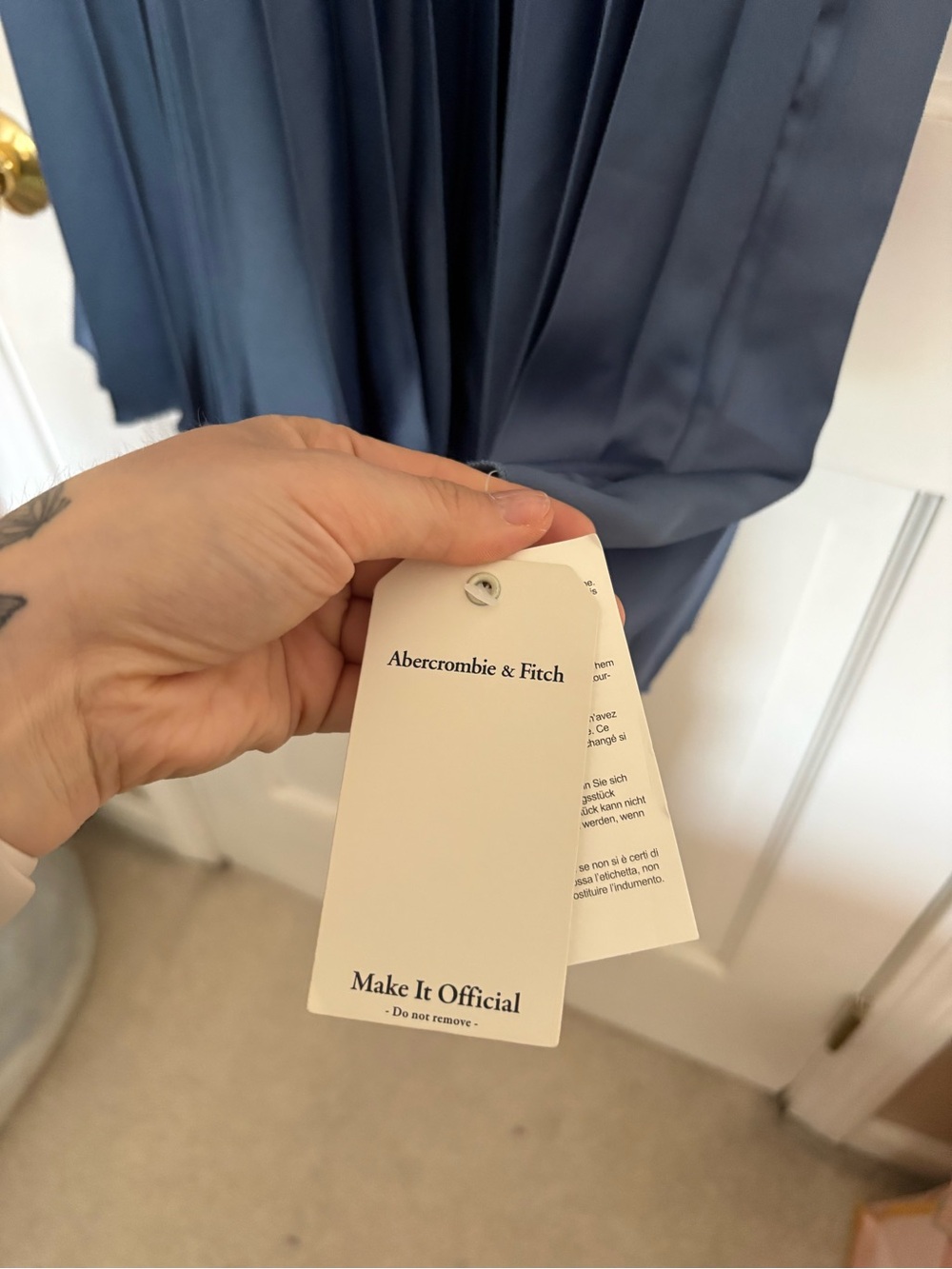 Abercrombie & Fitch Dusty Blue Pleated Mini Dress - Picture 5 of 5